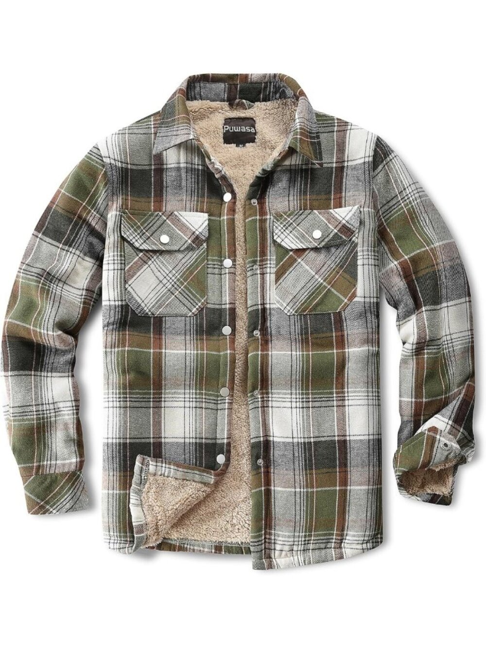 Women's Fleece Flannel Jacket Cotton Plaid Button Down Shirts Jacket Sherpa